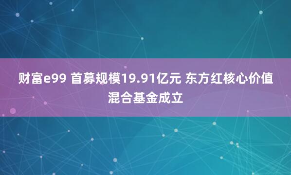 财富e99 首募规模19.91亿元 东方红核心价值混合基金成立